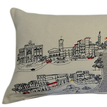 46" White Rome Daylight Skyline Lumbar Decorative Pillow