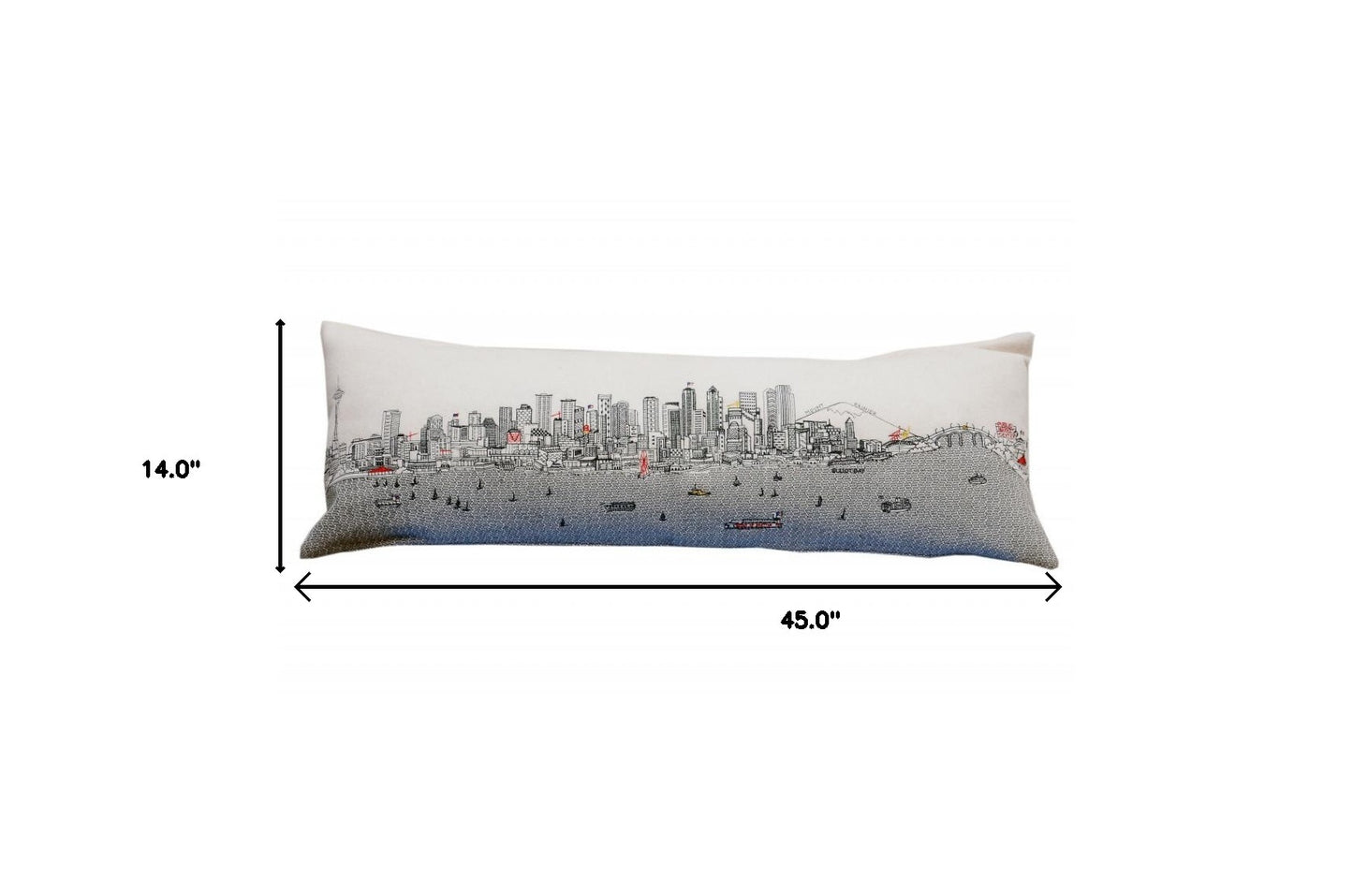 46" White Seattle Daylight Skyline Lumbar Decorative Pillow