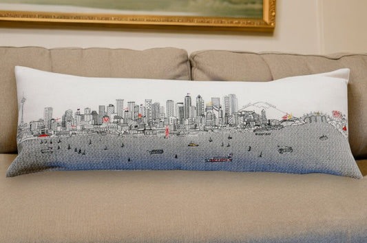 46" White Seattle Daylight Skyline Lumbar Decorative Pillow