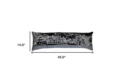 46" Black Vail Nighttime Skyline Lumbar Decorative Pillow