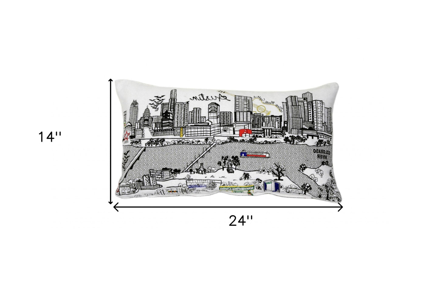 25" White Atlanta Daylight Skyline Lumbar Decorative Pillow