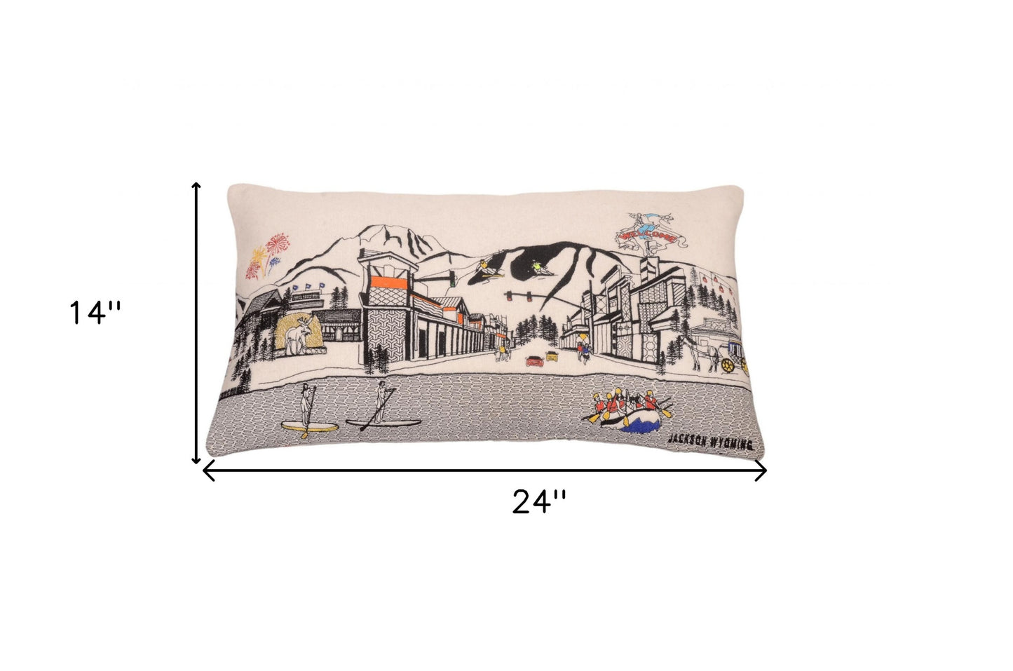 25" White Jackson Daylight Skyline Lumbar Decorative Pillow