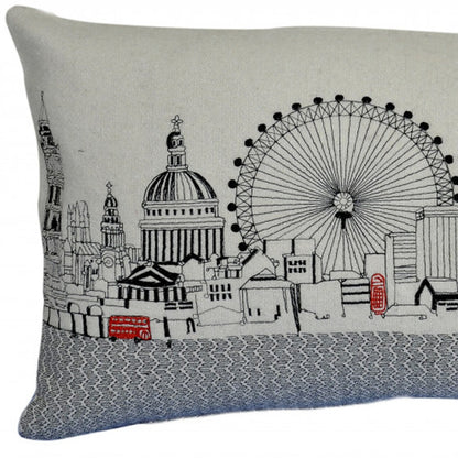 25" White London Daylight Skyline Lumbar Decorative Pillow