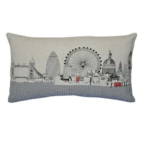 25" White London Daylight Skyline Lumbar Decorative Pillow