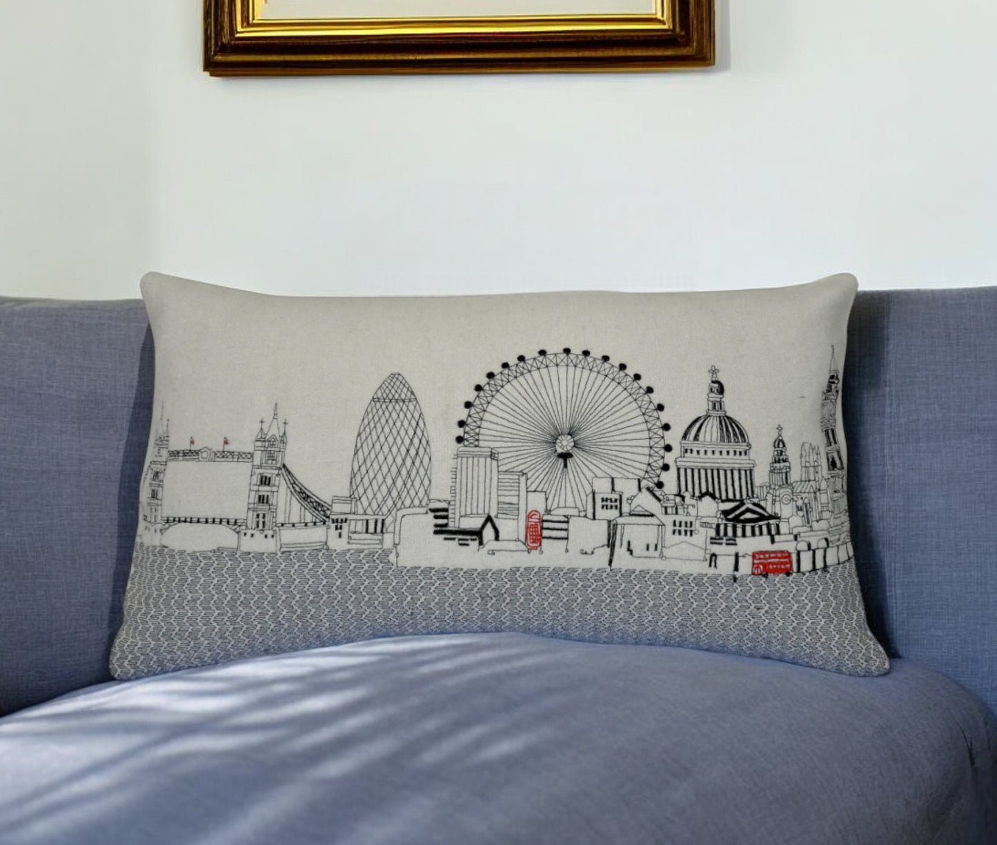 25" White London Daylight Skyline Lumbar Decorative Pillow