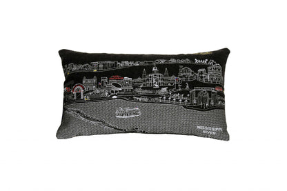 25" Black New Orleans Nighttime Skyline Lumbar Decorative Pillow