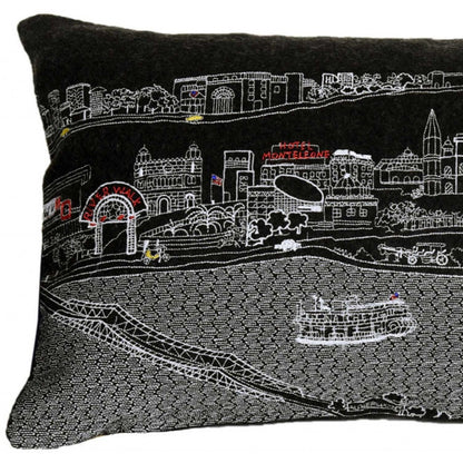 25" Black New Orleans Nighttime Skyline Lumbar Decorative Pillow