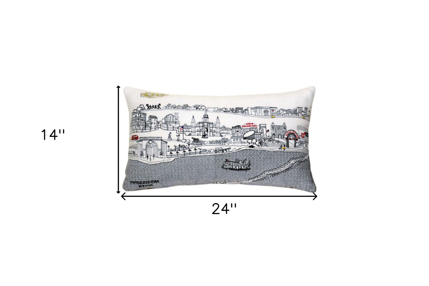 25" White New Orleans Daylight Skyline Lumbar Decorative Pillow