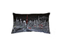 25" Black Tokyo Nighttime Skyline Lumbar Decorative Pillow