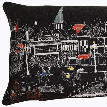 35" Black Annapolis Nighttime Skyline Lumbar Decorative Pillow