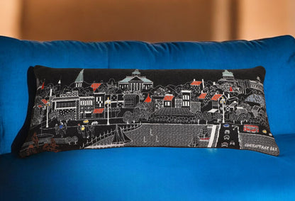 35" Black Annapolis Nighttime Skyline Lumbar Decorative Pillow