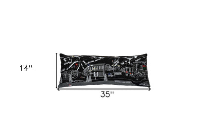 35" Black Aspen Nighttime Skyline Lumbar Decorative Pillow