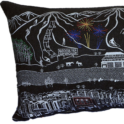 35" Black Breckenridge Nighttime Skyline Lumbar Decorative Pillow