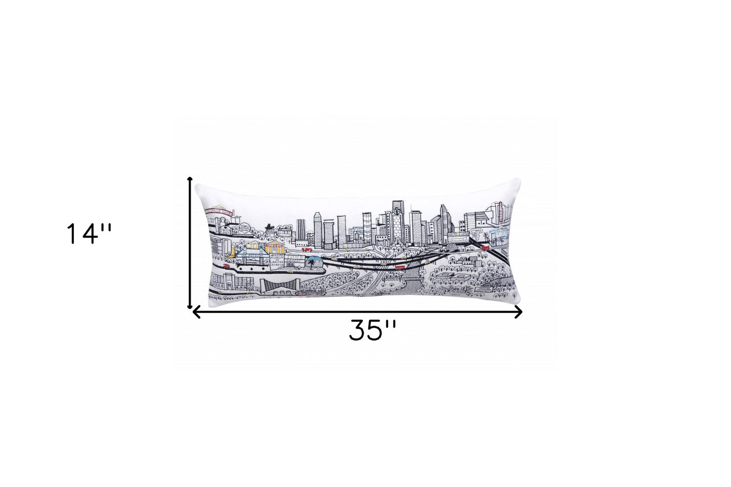 35" White Houston Daylight Skyline Lumbar Decorative Pillow