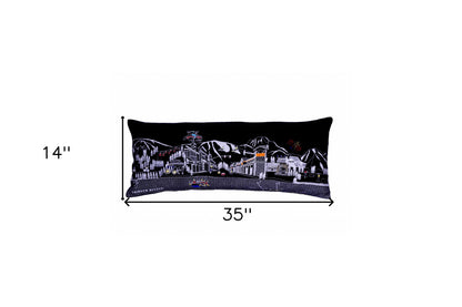 35" Black Jackson Nighttime Skyline Lumbar Decorative Pillow