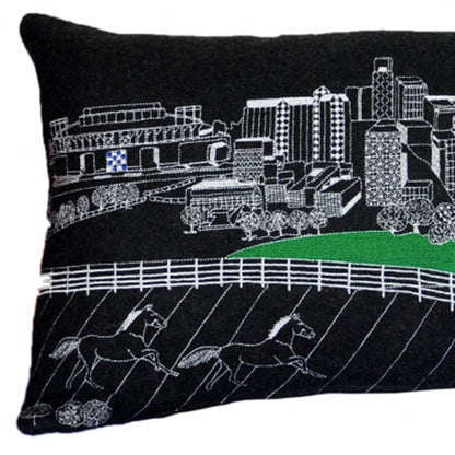 35" Black Lexington Nighttime Skyline Lumbar Decorative Pillow