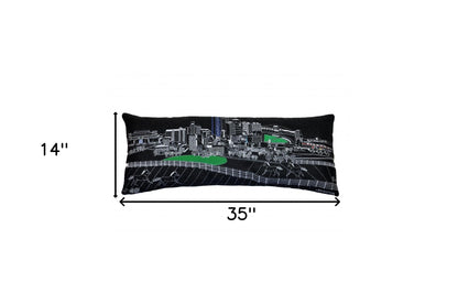 35" Black Lexington Nighttime Skyline Lumbar Decorative Pillow