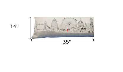 35" White London Daylight Skyline Lumbar Decorative Pillow