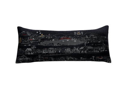 35" Black Los Gatos Nighttime Skyline Lumbar Decorative Pillow