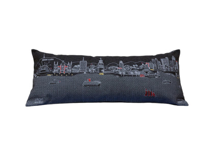 35" Black Los Angeles Nighttime Skyline Lumbar Decorative Pillow