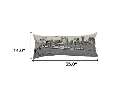 35" White Memphis Daylight Skyline Lumbar Decorative Pillow