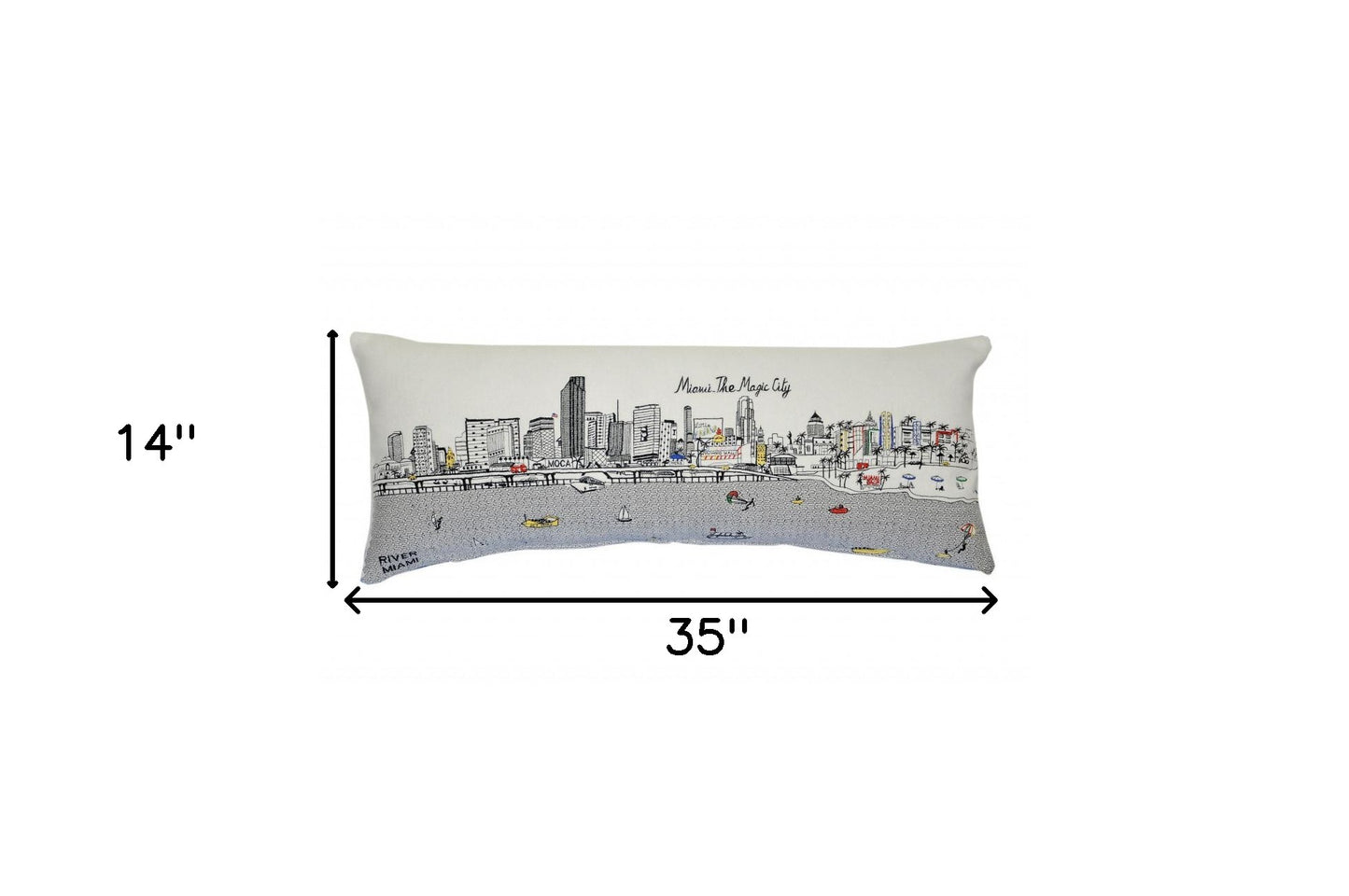 35" White Miami Daylight Skyline Lumbar Decorative Pillow