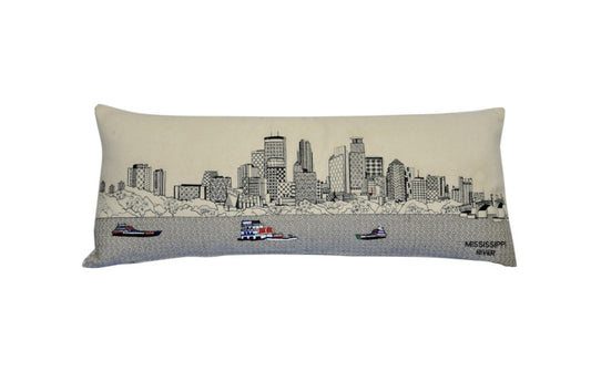 35" White Minneapolis Daylight Skyline Lumbar Decorative Pillow