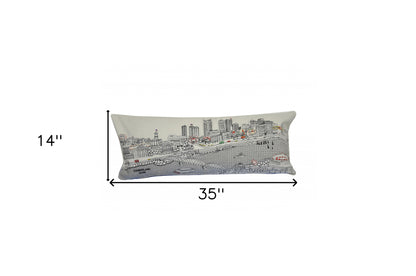 35" White Nashville Daylight Skyline Lumbar Decorative Pillow