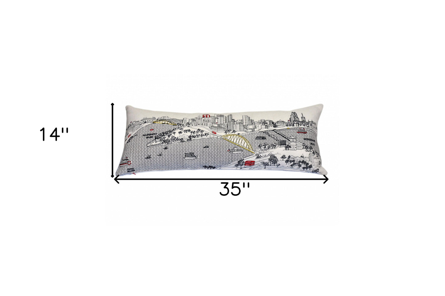 35" White Pittsburgh Daylight Skyline Lumbar Decorative Pillow