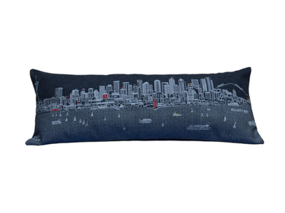 35" Black Seattle Nighttime Skyline Lumbar Decorative Pillow