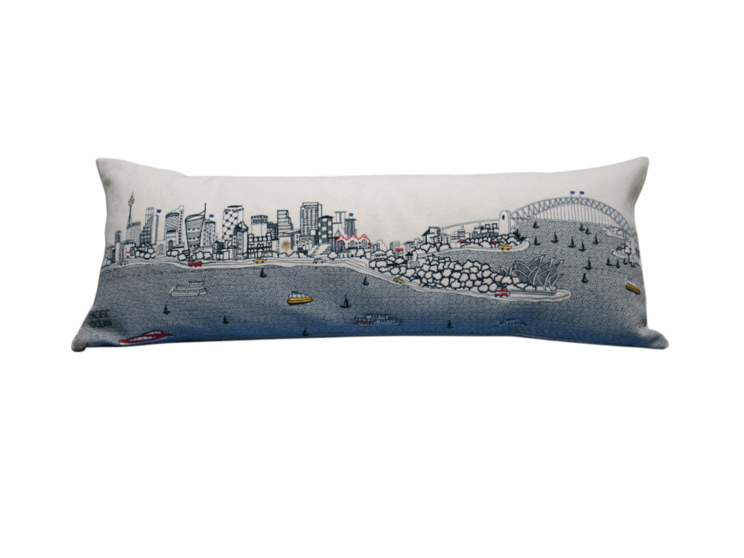 35" White Sydney Daylight Skyline Lumbar Decorative Pillow