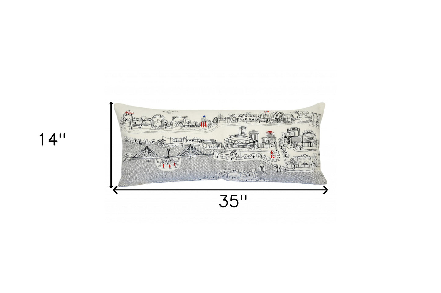 35" White Wichita Daylight Skyline Lumbar Decorative Pillow