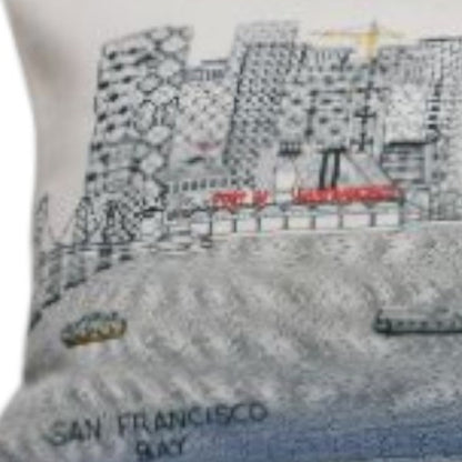 35" White San Francisco Daylight Skyline Lumbar Decorative Pillow