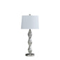 30" Brushed Silver Geo Glass Table Lamp With White Shade