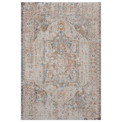 5' X 8' Beige Abstract Stain Resistant Indoor Outdoor Area Rug