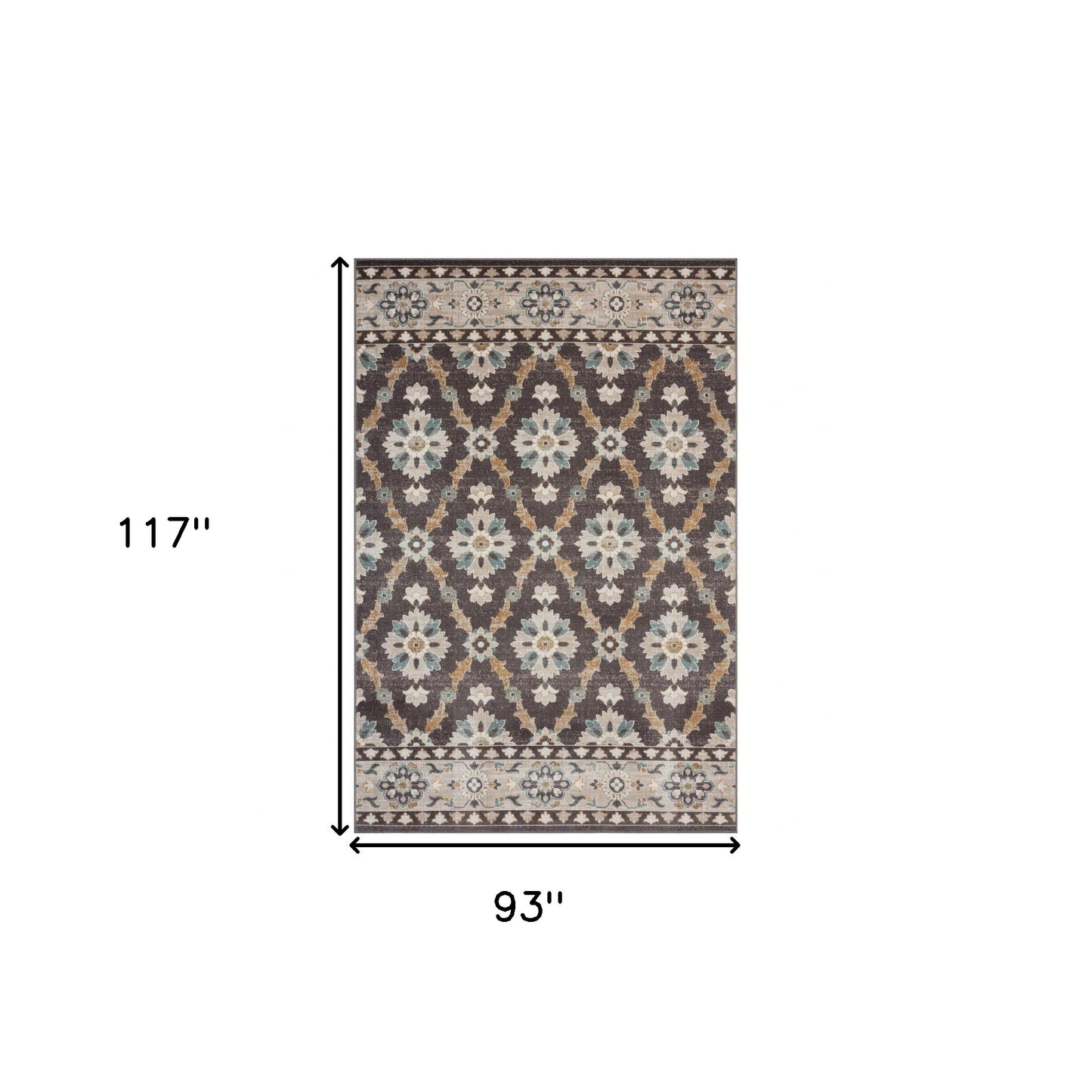 8' X 10' Brown Floral Stain Resistant Indoor Outdoor Area Rug