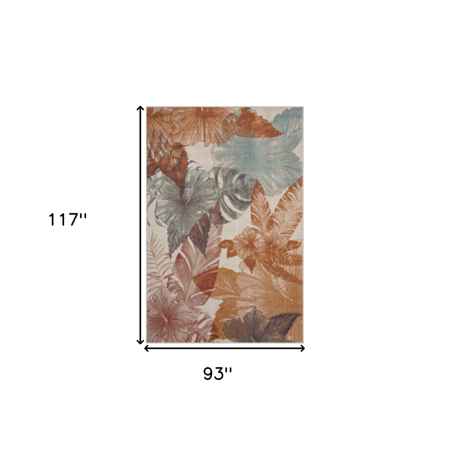 8' X 10' Cream Floral Stain Resistant Indoor Outdoor Area Rug