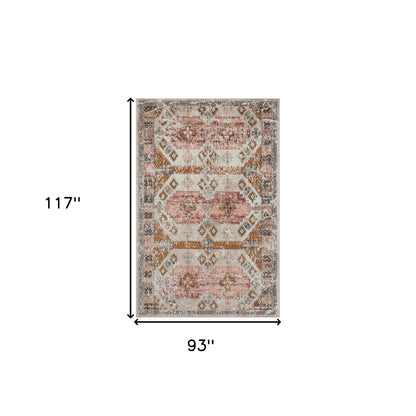 8' X 10' Cream Geometric Stain Resistant Indoor Outdoor Area Rug