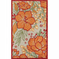 5' X 8' Orange And Ivory Floral Stain Resistant Indoor Outdoor Area Rug