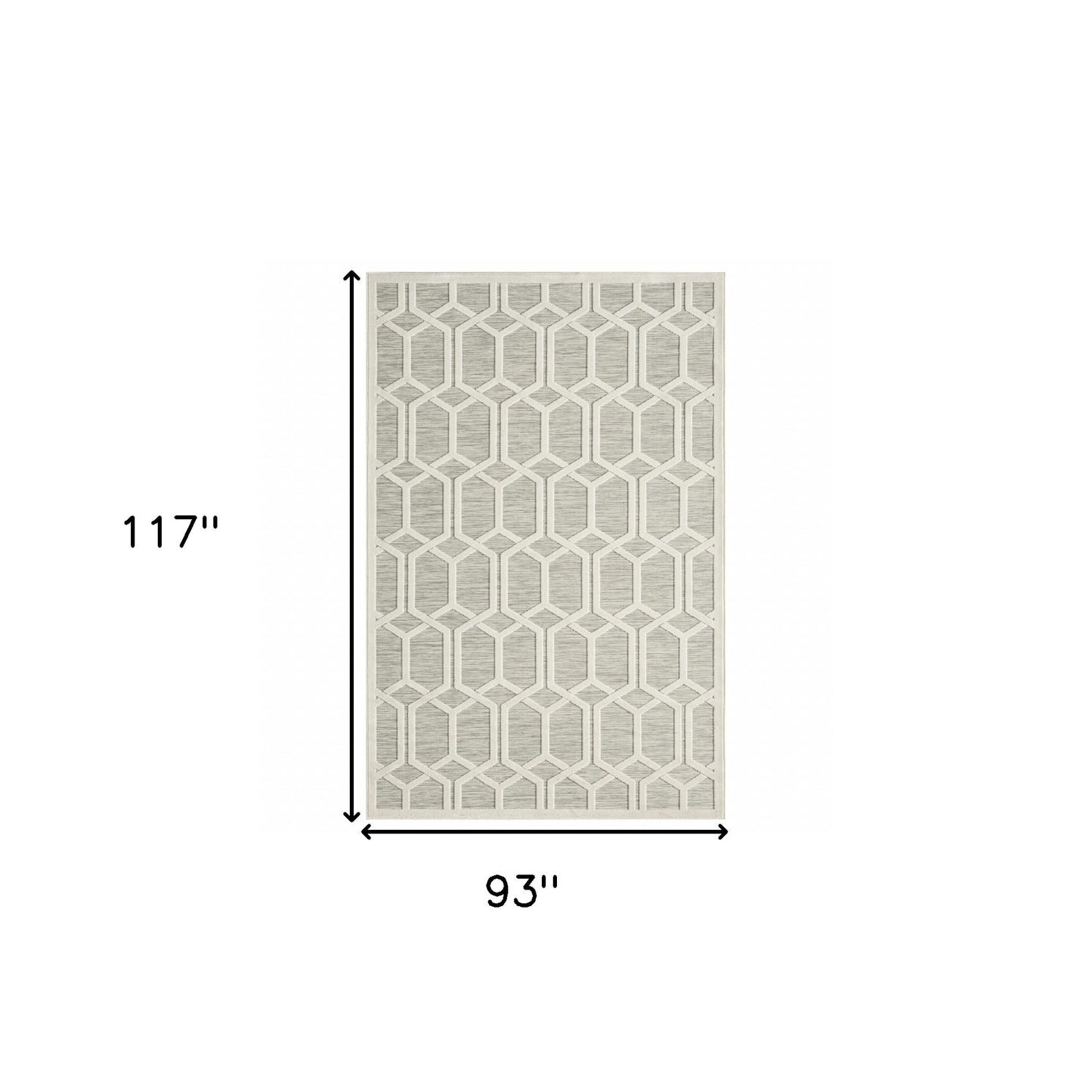 8' X 10' Gray And Ivory Geometric Stain Resistant Indoor Outdoor Area Rug