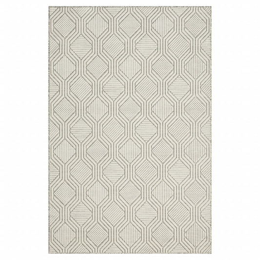 5' X 7' Gray And Ivory Geometric Stain Resistant Indoor Outdoor Area Rug