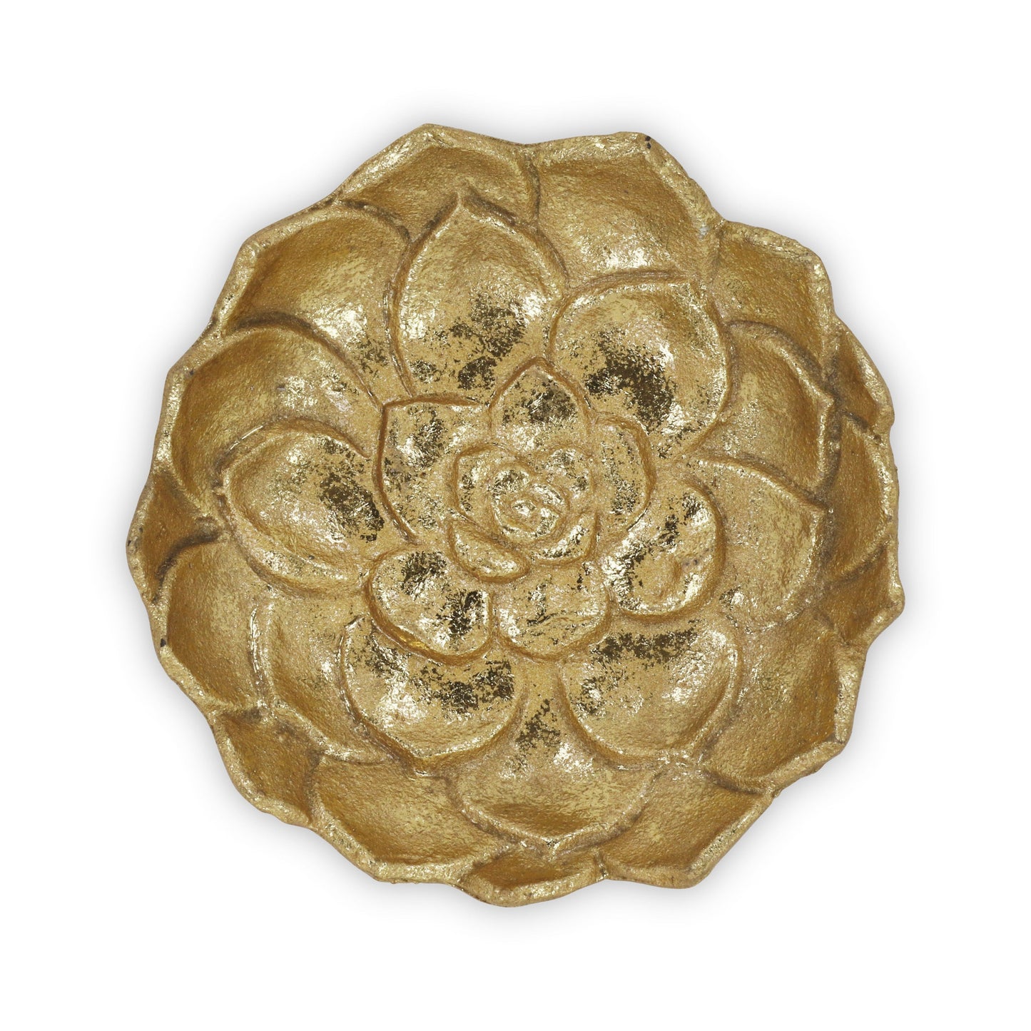 6" Gold Lotus Flower Metal Lotus Leaf Handmade Vanity Tray