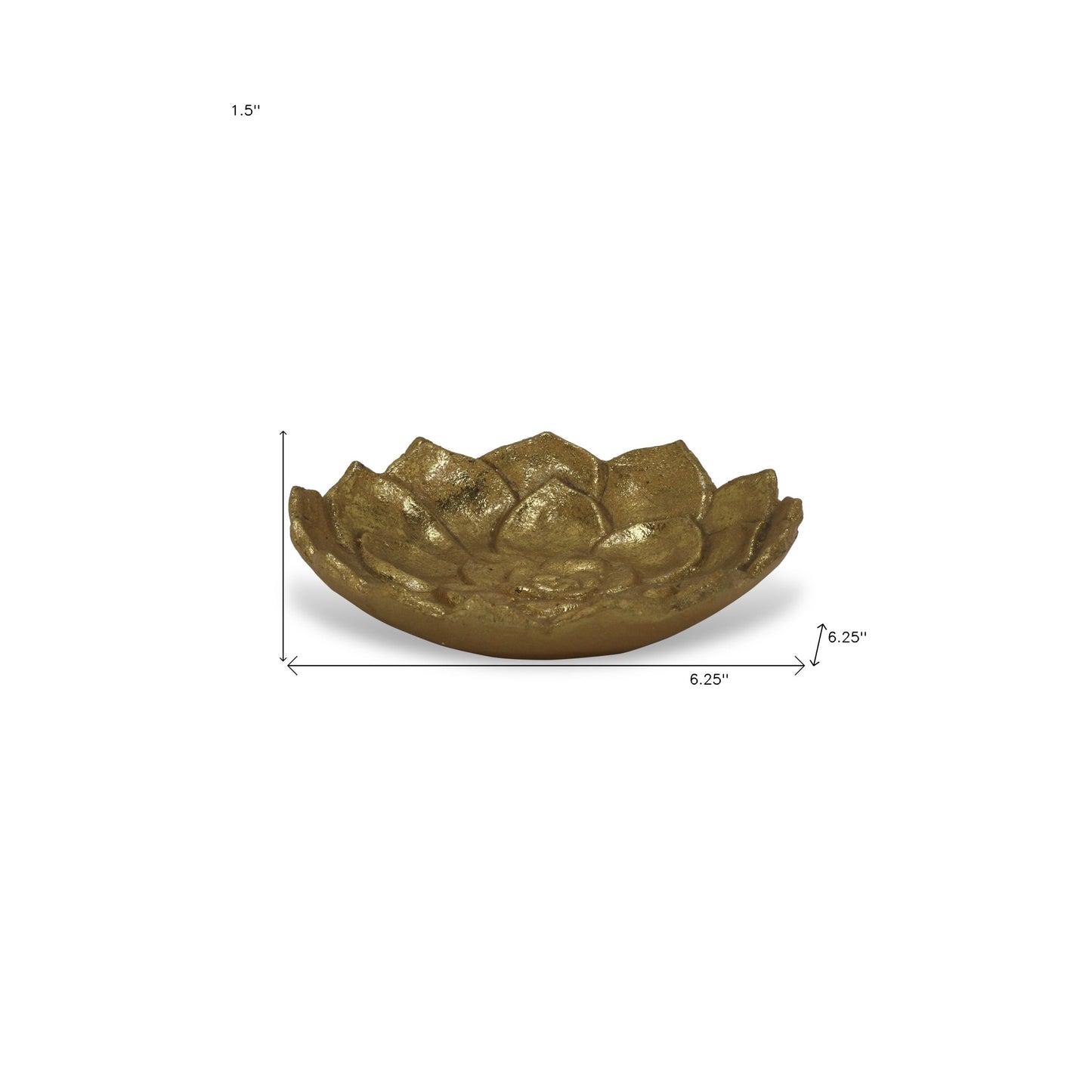 6" Gold Lotus Flower Metal Lotus Leaf Handmade Vanity Tray