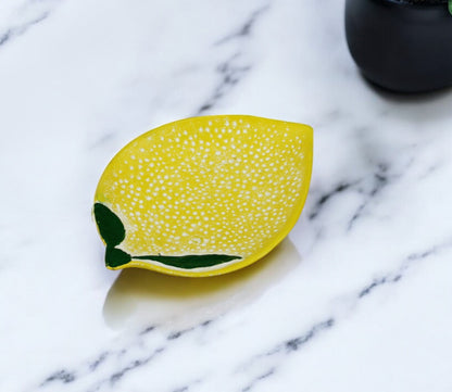 8" Yellow Lemon Metal Handmade Tray