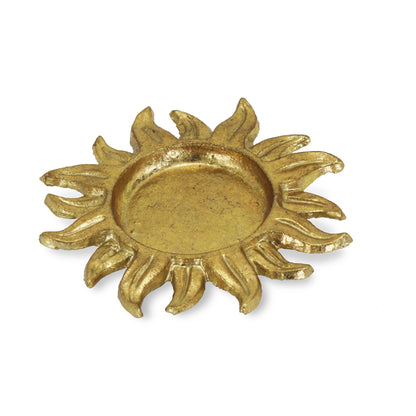 7" Gold Sunburst Cast Iron Handmade Vanity Tray