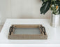 Set of Two Gray Metal Handmade Serving Tray With Handles