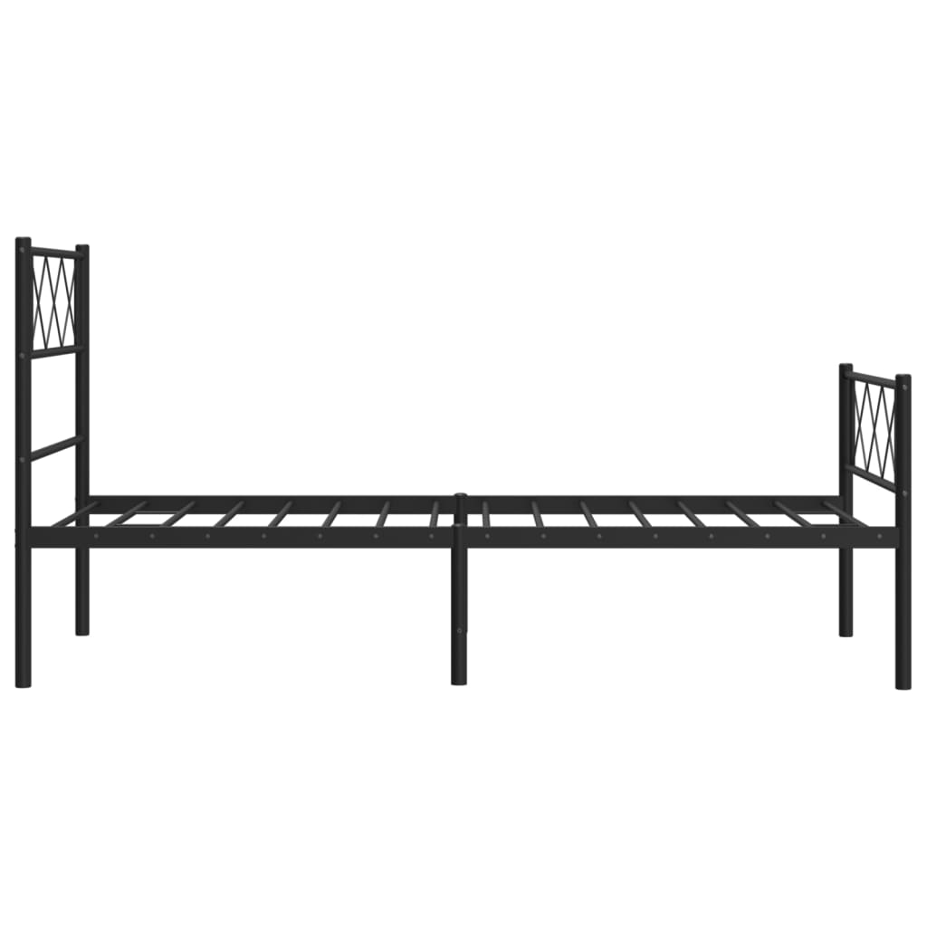 Metal Bed Frame without Mattress with Footboard Black 39.4"x74.8"