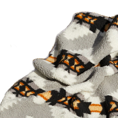 Gray Knitted Sherpa Geometric Reversable Throw