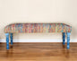 47" Rainbow Stripe Blue Leg Upholstered Bench