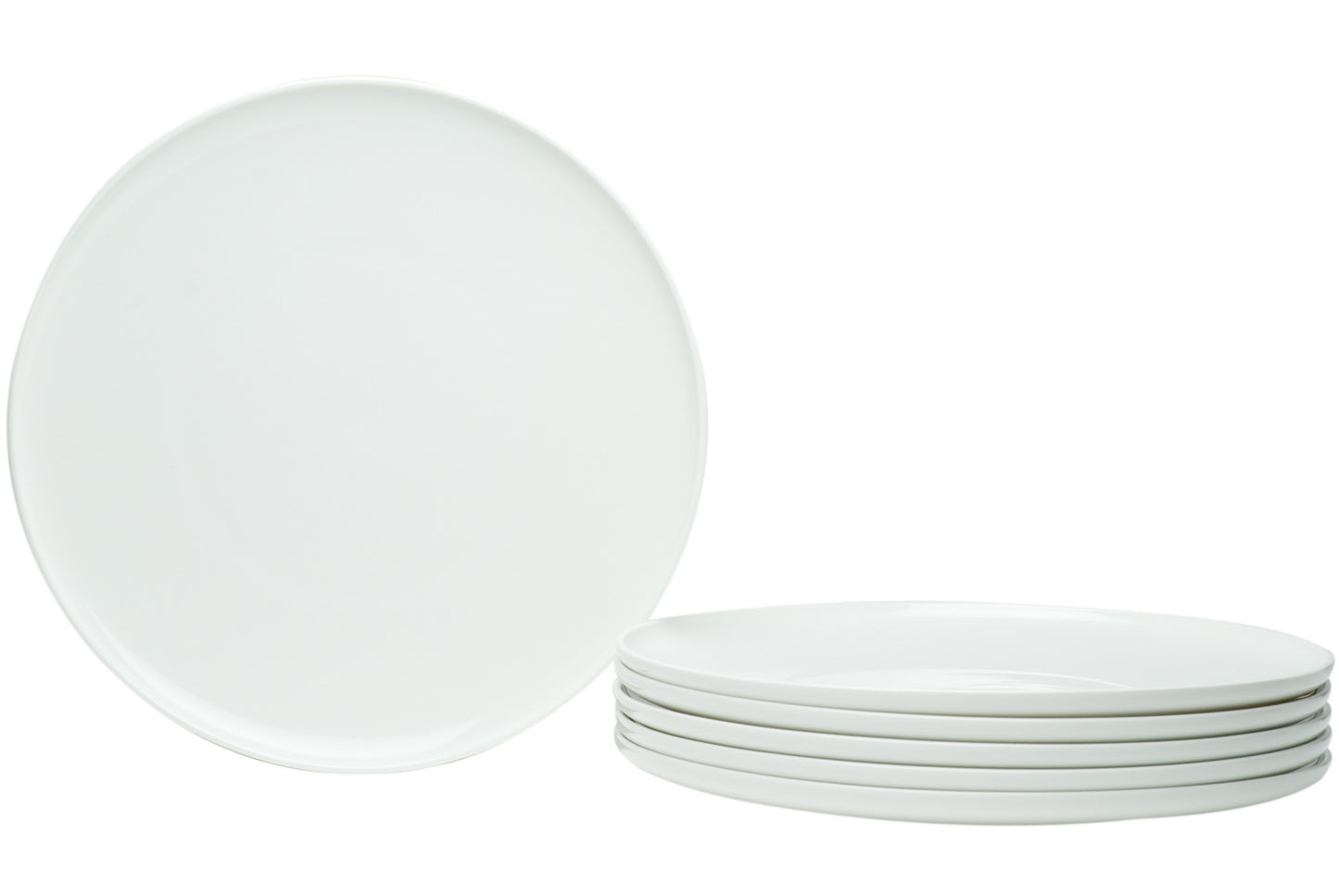 White Six Piece Round Coupe Porcelain Service For Six Dinner Plate Set